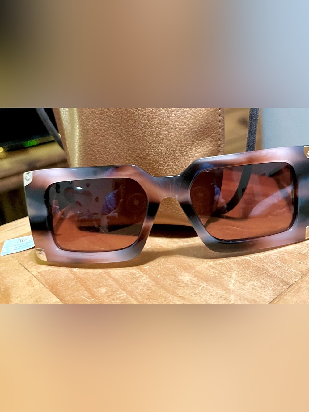 MCM  Worldwide Tortoise Pink Rectangular Sunglasses & Leather shoulder Bag NWT
